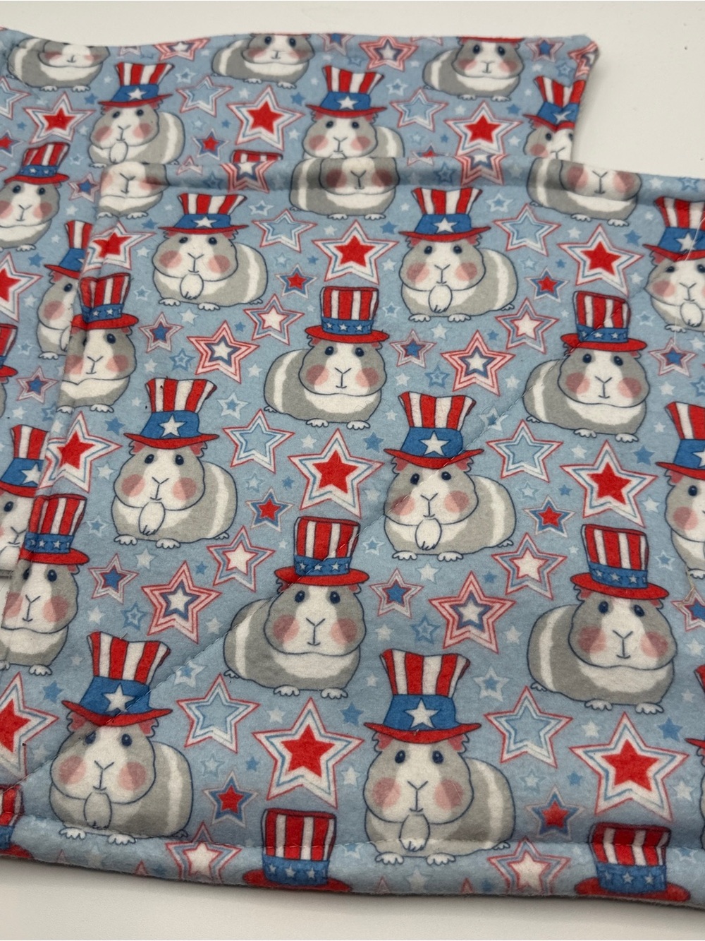 Guinea Pig P Piddle Pads  Reversible Fleece 12” Pair Lot 2 USA Patriotic